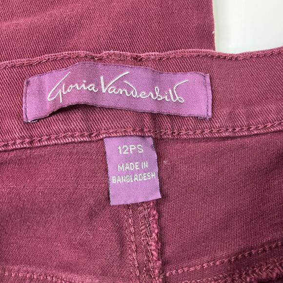 Gloria Vanderbilt | Amanda Jeans Tapered Maroon Cotton Spandex Womens 12PS - Picture 4 of 7